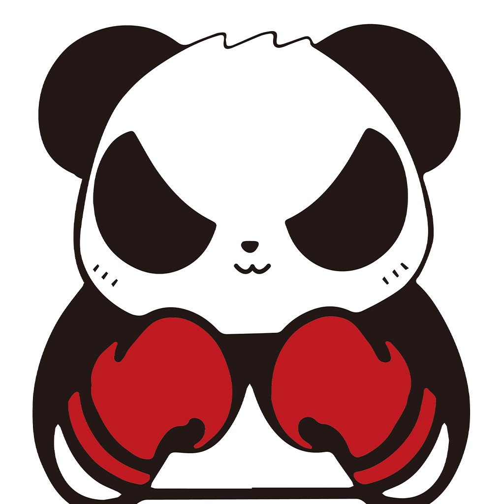 熊猫拳击手卡通logo设计