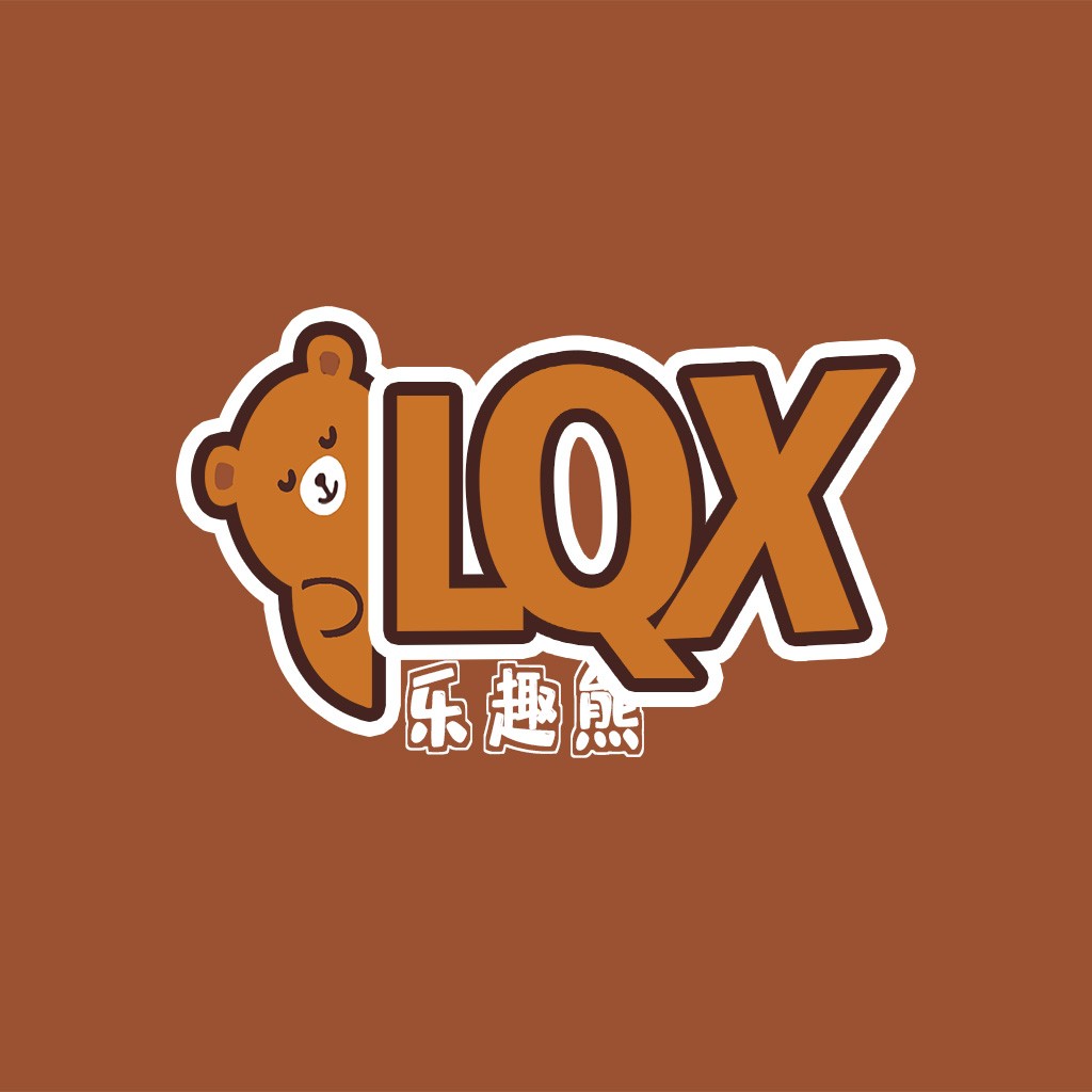 卡通熊头字母LQX logo设计