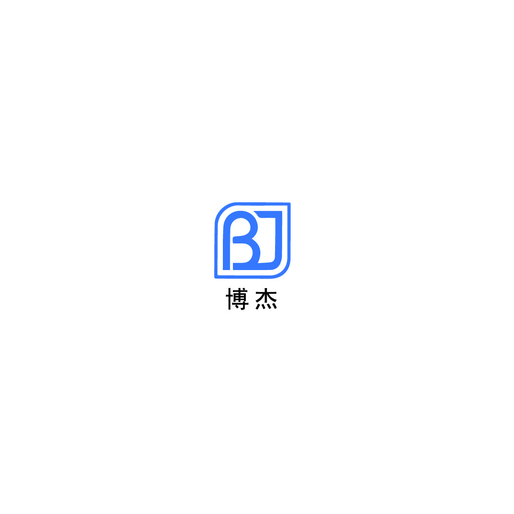 简洁现代的蓝色方框字母BJ logo设计