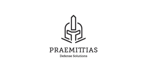 Praemittias Logo设计：简约防御解决方案
