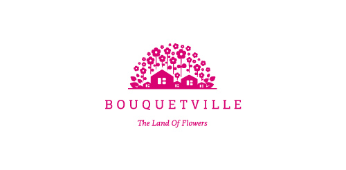 Bouquetville Logo设计:花卉主题创意标志