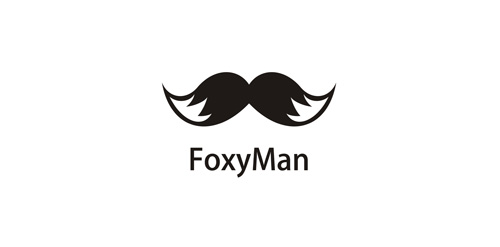 FoxyMan logo设计:简约时尚的胡子元素