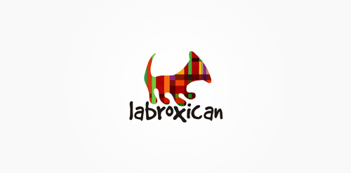 彩色拼接猫logo设计