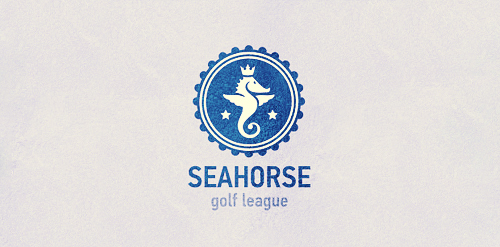 海马主题的高尔夫联赛logo设计