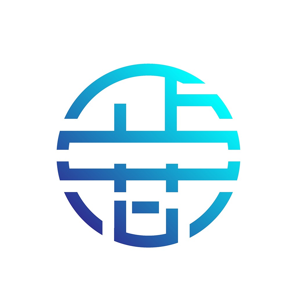 蓝色渐变科技圆形logo设计