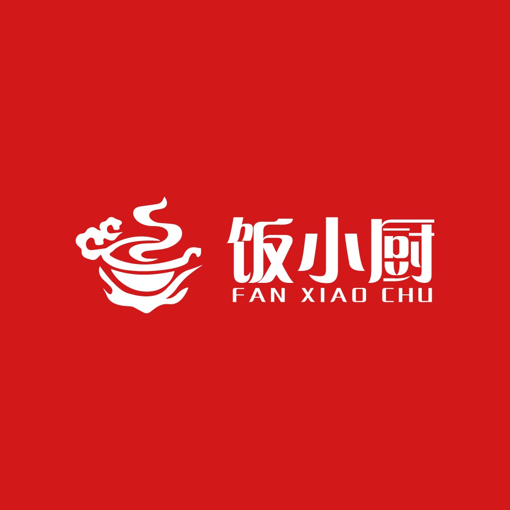 饭小厨logo设计：简洁美食品牌标识