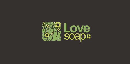 Love Soap Logo设计:绿色植物元素的创意标志
