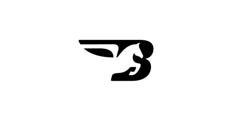 简洁翅膀字母B logo设计