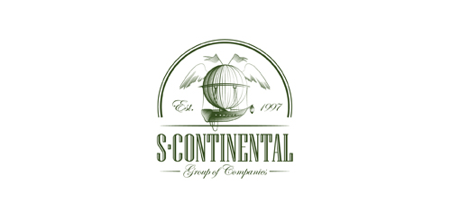绿色复古风格S-Continental集团标志设计