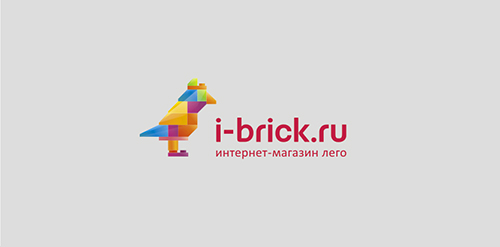 i-brick.ru logo设计:彩色拼图鸟