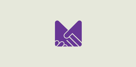紫色握手图标logo设计