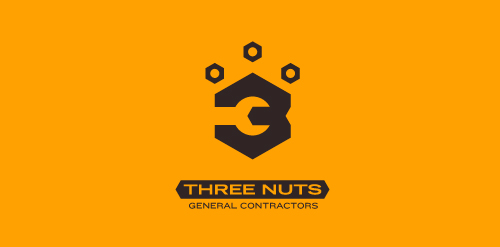 Three Nuts Logo设计:简洁工业风标识