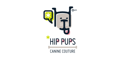Hip Pups logo设计:宠物时尚品牌标识