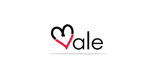 心形创意字母Vale logo设计