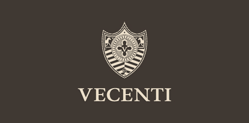 Vecenti Logo Design - 优雅复古盾牌标志