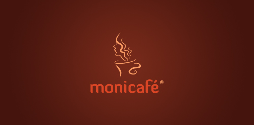 MonicaCafe Logo设计:简约咖啡馆品牌标识