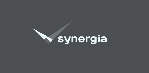 Synergia logo设计:简洁现代的协同合作标志