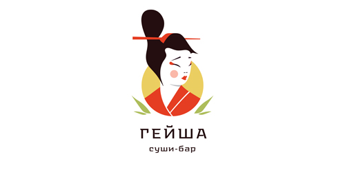 日式风格的艺伎主题logo设计