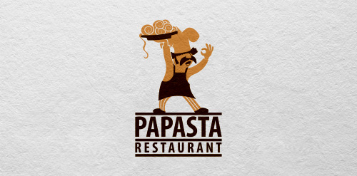 Papasta Logo设计:创意意大利面餐厅标志