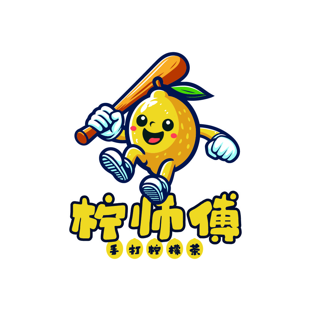 柠檬棒球手卡通形象logo设计