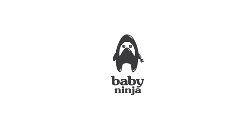 可爱卡通风格的宝宝忍者logo设计