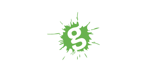 绿色飞溅字母G logo设计