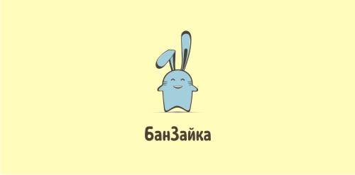 可爱兔子卡通形象logo设计