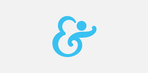 简洁蓝调人形符号logo设计
