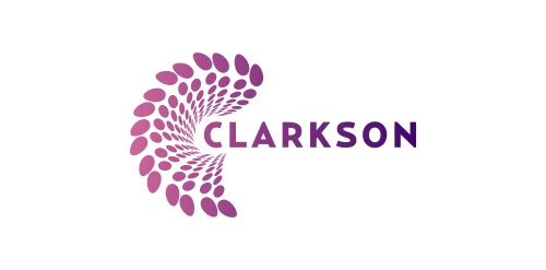 Clarkson Logo设计：螺旋点阵艺术
