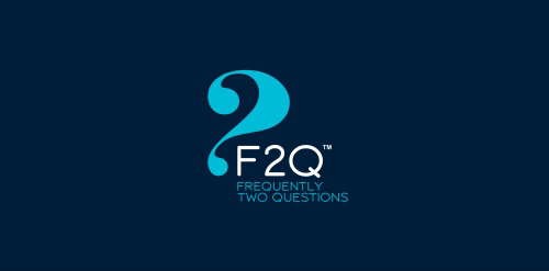 F2Q logo设计:简洁蓝色问号标志