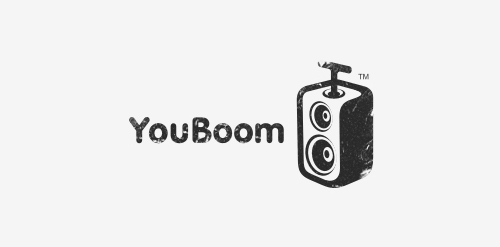 YouBoom logo设计:复古音箱标志