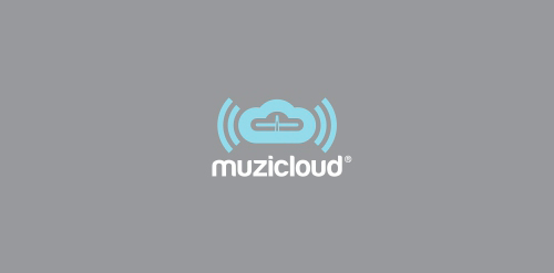 音乐云logo设计:简洁音波与云朵结合