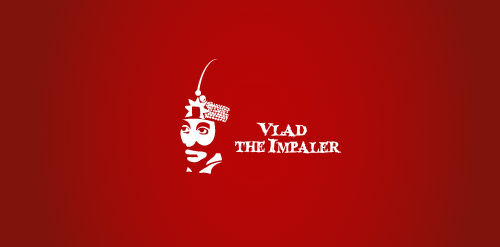 红色背景下的Vlad the Impaler logo设计