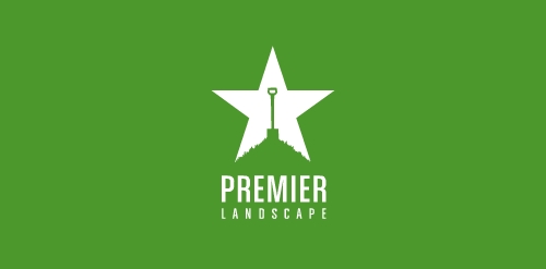 绿色背景下的星形建筑logo设计