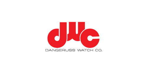 红色简约风格DWC手表公司logo设计