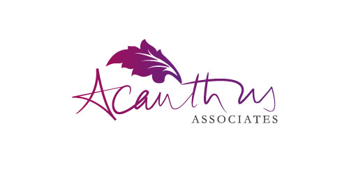 紫色叶子元素的Acanthusus Associates logo设计