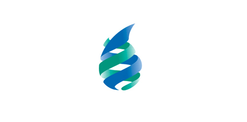 蓝色螺旋水滴logo设计