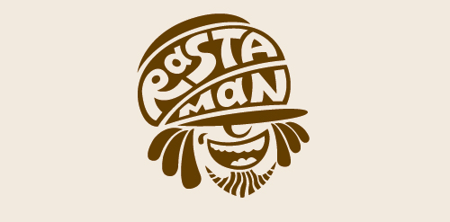 Pasta Man Logo Design - 热情意大利面品牌标识