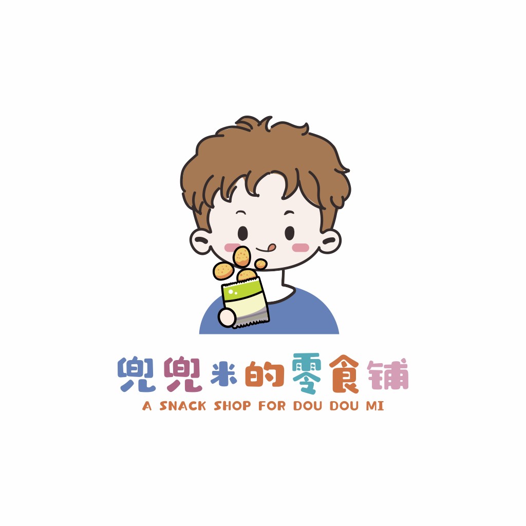 卡通男孩零食店logo设计