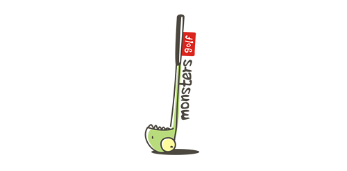 卡通风格的高尔夫球杆logo设计