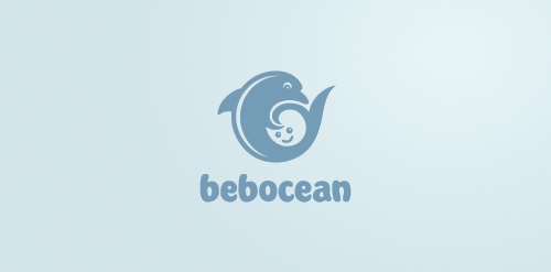 海洋主题logo设计:可爱海豚形象