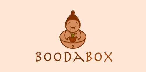 Boodabox logo设计:简约可爱植物主题