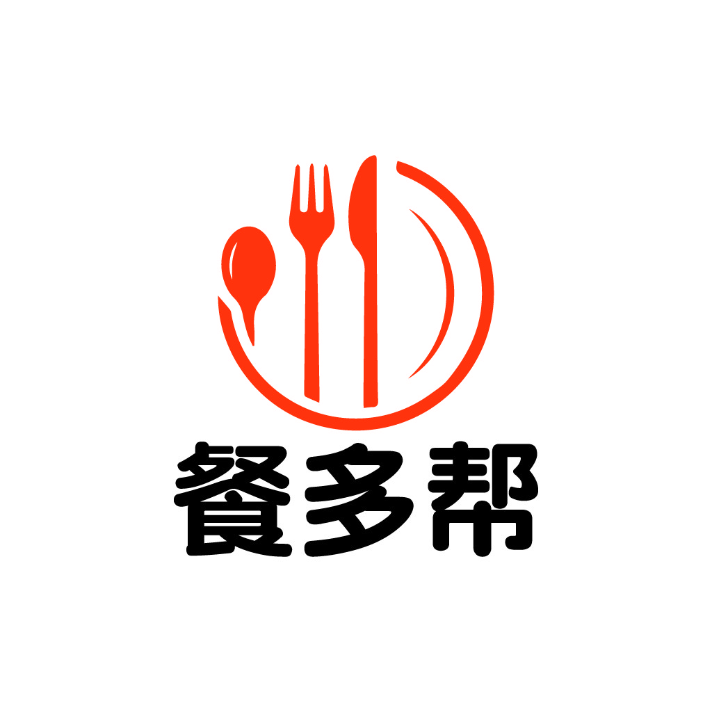 红色餐具logo设计:简约餐饮品牌标识