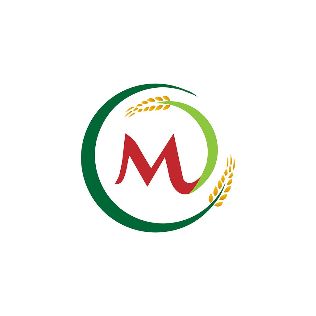 M字母与麦穗结合的农业品牌logo设计