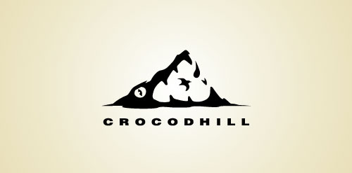 鳄鱼山logo设计:简洁动物图案与自然主题结合