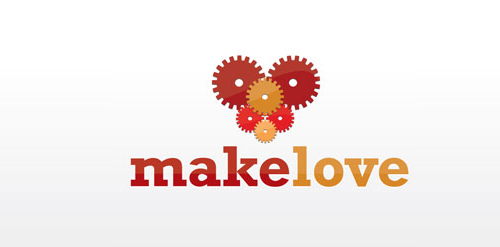 齿轮元素的'MakeLove'品牌logo设计