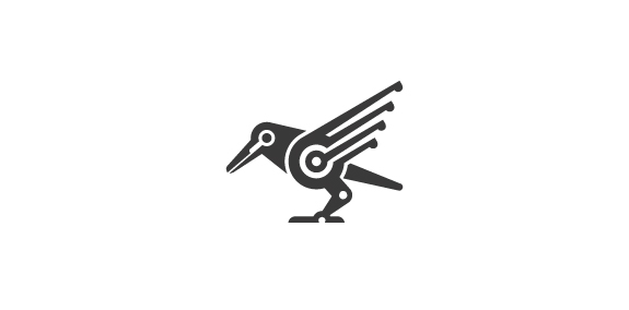 机械乌鸦Logo设计:简洁工业风