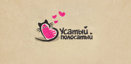 可爱猫咪爱心logo设计
