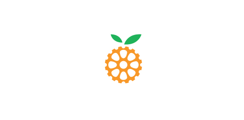 齿轮与叶子logo设计:简洁工业风格