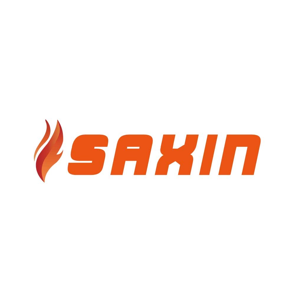 SAXIN logo设计:现代火焰风格